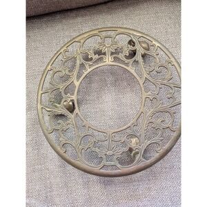 Vintage Brass Filigree Rolling Plant Stand With Swivel Wheels 11"